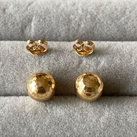 6 mm 14k gold faceted ball studs - Picture 1 of 4